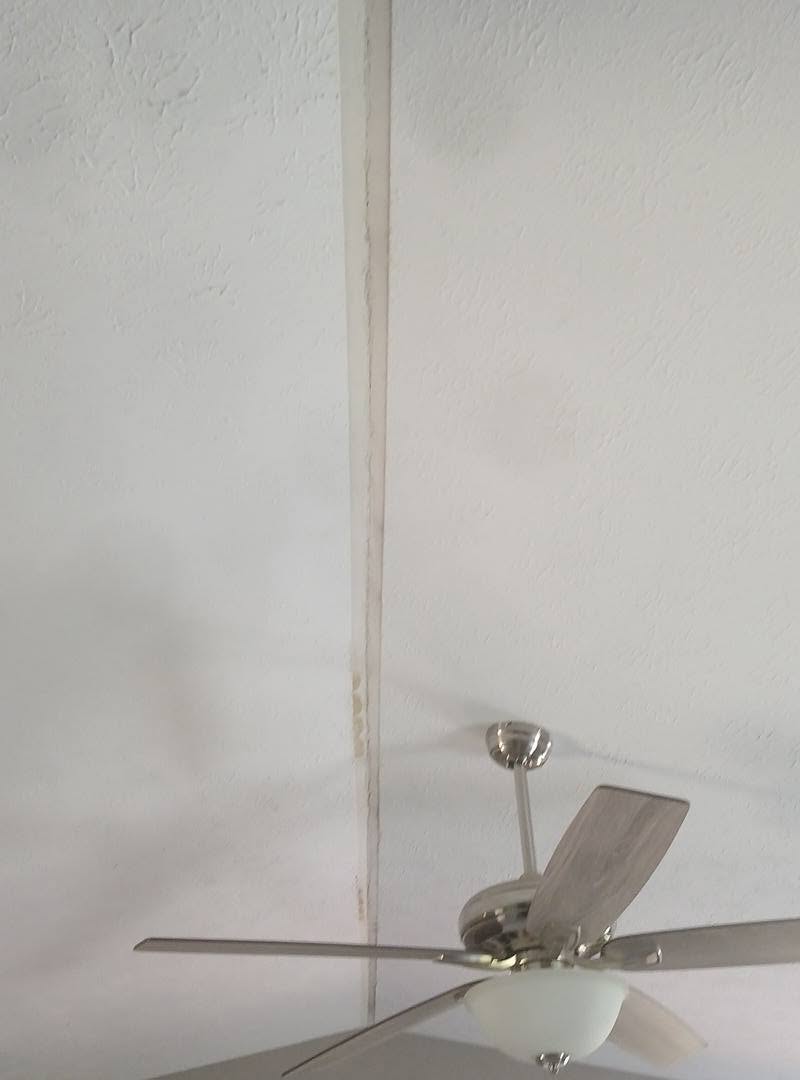 Ceiling seam crack before repair