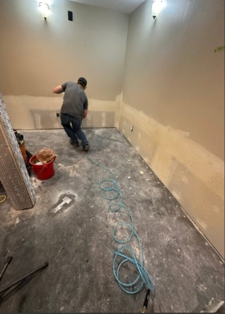 Drywall hanging in progress on a room addition
